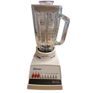 Osterizer 10 Speed Blender White 4072 Square Glass Jar 5 Cup 425W Vintage Style